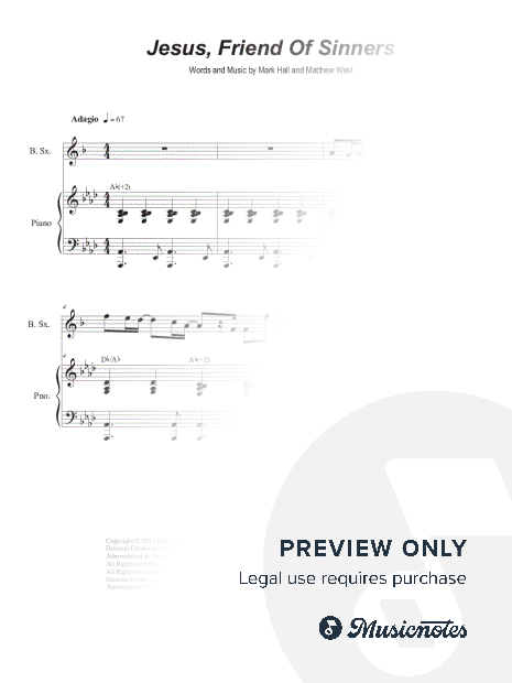Jesus, Friend of Sinners (Baritone Saxophone and Piano)