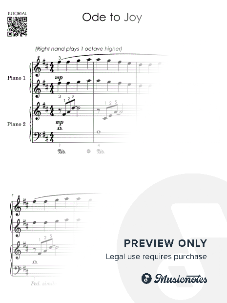 Ode to Joy I Easy Piano Duet for Beginners I 1 Piano 4 Hands Tutorial