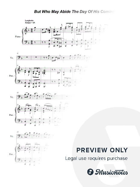 But Who May Abide The Day Of His Coming (Cello solo and Piano)