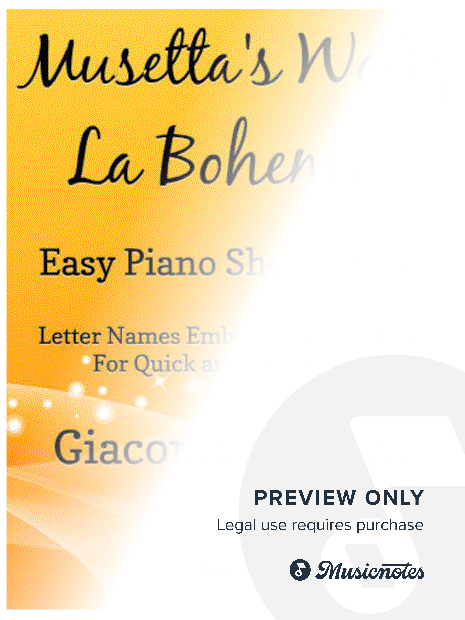 Musetta's Waltz La Boheme Easy Piano Sheet Music