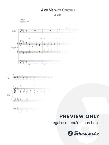 Ave Verum Corpus (Cello solo - Organ Accompaniment)