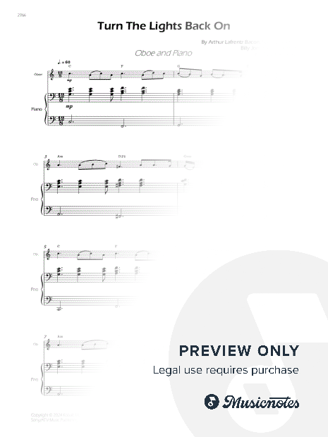 Turn the Lights Back On - Oboe and Piano - W/Chords (Full Score and Parts)