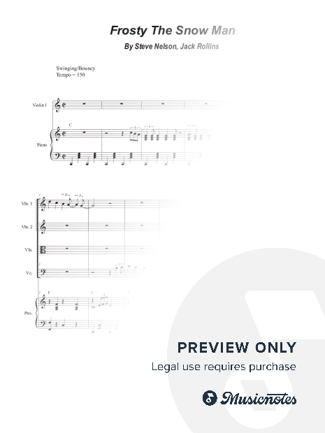 Frosty the Snowman (String Quartet and Piano)