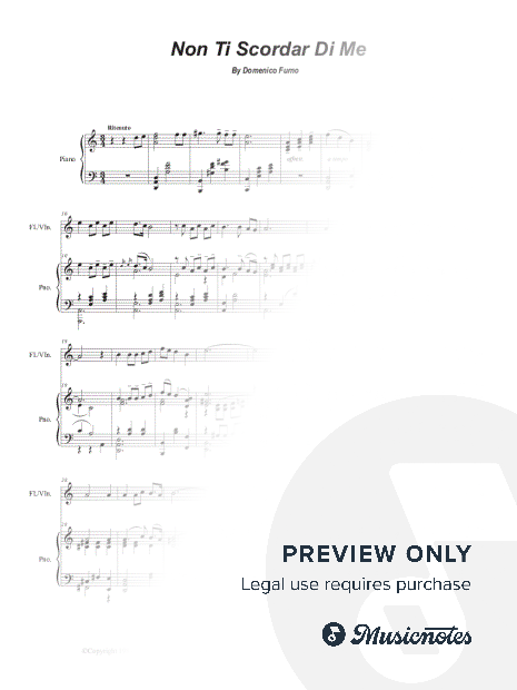 Non Ti Scordar Di Me (Flute or Violin solo and Piano)