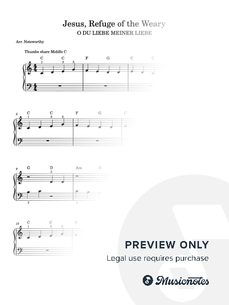 Jesus, Refuge of the Weary [Quick Learn Solo - Very Easy Beginner] O DU LIEBE MEINER LIEBE