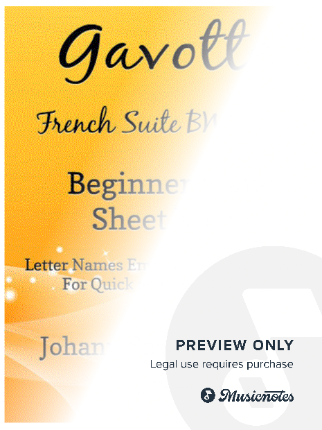 Gavotte French Suite BWV 816 Beginner Piano Sheet Music