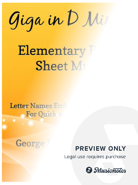 Giga in D Minor Elementary Piano Sheet Music
