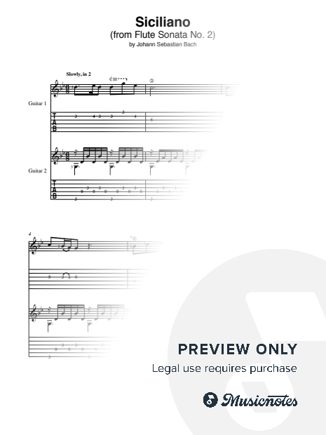 Siciliano (from Flute Sonata No. 2) for classical guitar duet