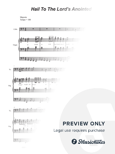 Hail To The Lord's Anointed (Cello solo) - Organ accompaniment)