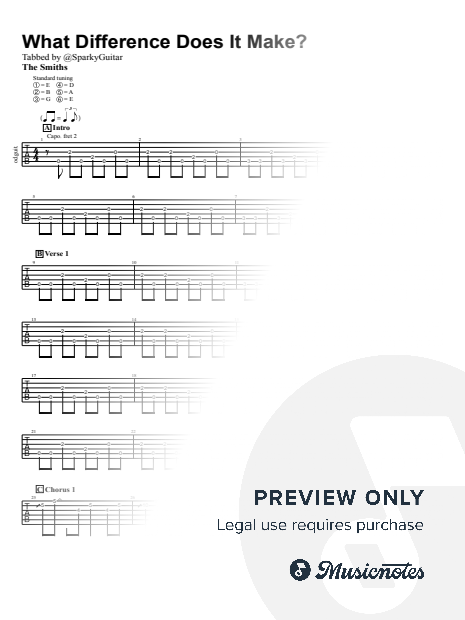 What Difference Does It Make Sheet Music — Guitar Tab Only
