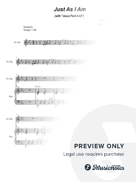 Just As I Am (with "Jesus Paid It All") (Flute or Violin solo and Piano)