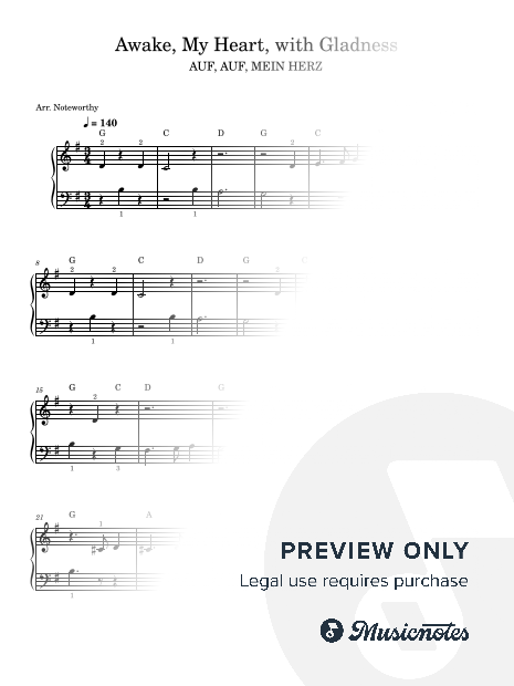 Awake My Heart With Gladness [Quick Learn Solo - Very Easy Beginner] AUF, AUF, MEIN HERZ