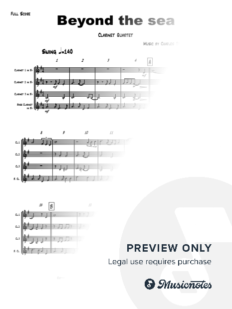 Beyond The Sea - Clarinet Quartet - F