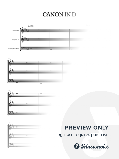 Pachelbel • Canon in D • string trio sheet music • violin, violin & cello