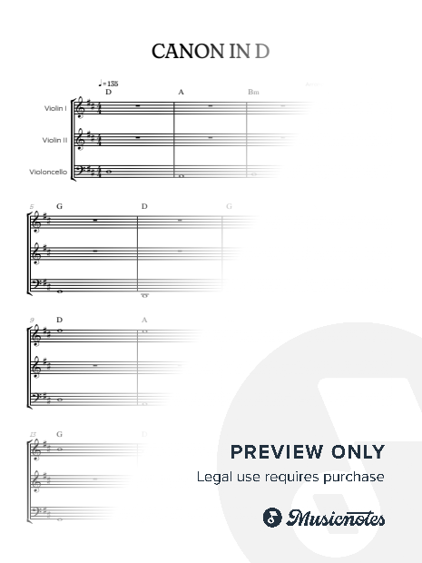 Pachelbel • Canon in D • string trio sheet music • violin, violin & cello [chords]