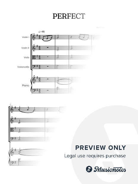 Ed Sheeran • Perfect • string quartet sheet music w/ piano accompaniment [chords]