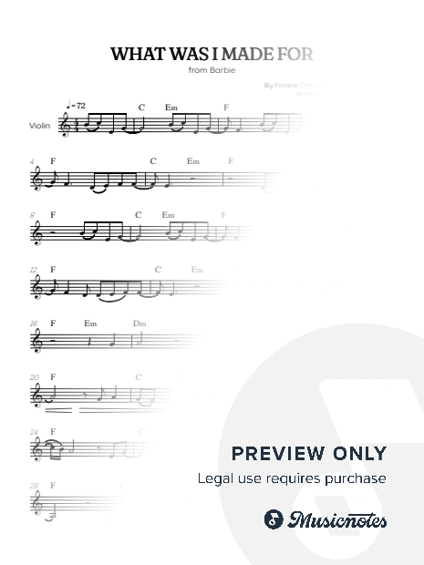 Billie Eilish • What was I made for? from Barbie • violin sheet music [chords]