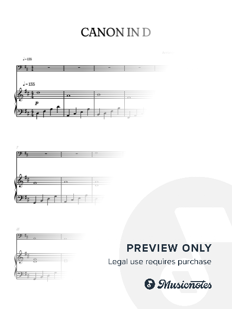 Pachelbel • Canon in D • tuba sheet music w/ piano accompaniment