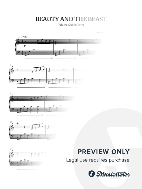 Beauty and the Beast • Tale As Old As Time • easy piano sheet music