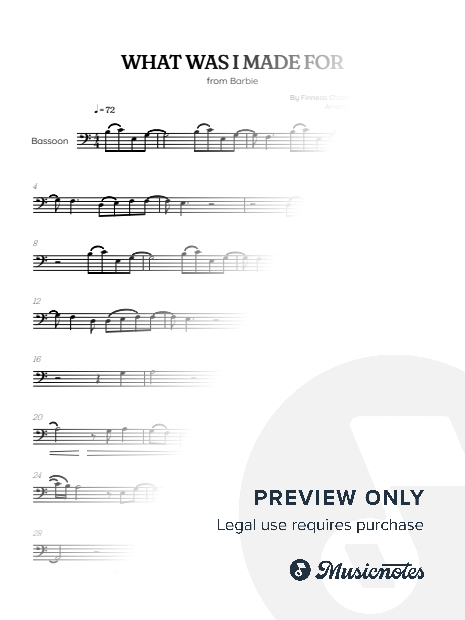 Billie Eilish • What Was I Made For? from Barbie • bassoon sheet music