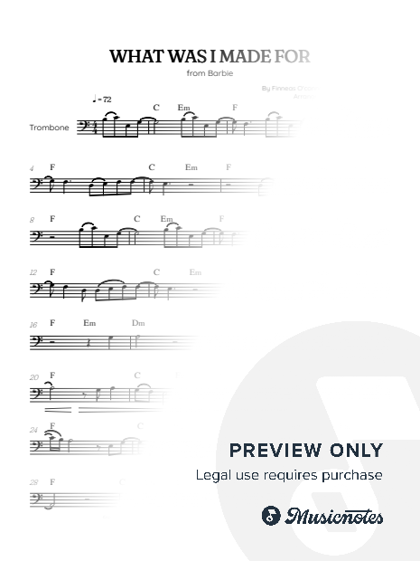 Billie Eilish • What Was I Made For? from Barbie • trombone sheet music [chords]