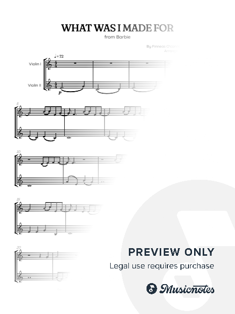 Billie Eilish • What Was I Made For? from Barbie • violin duet sheet music
