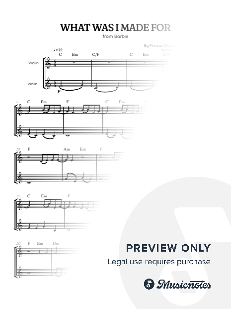 Billie Eilish • What Was I Made For? from Barbie • violin duet sheet music [chords]