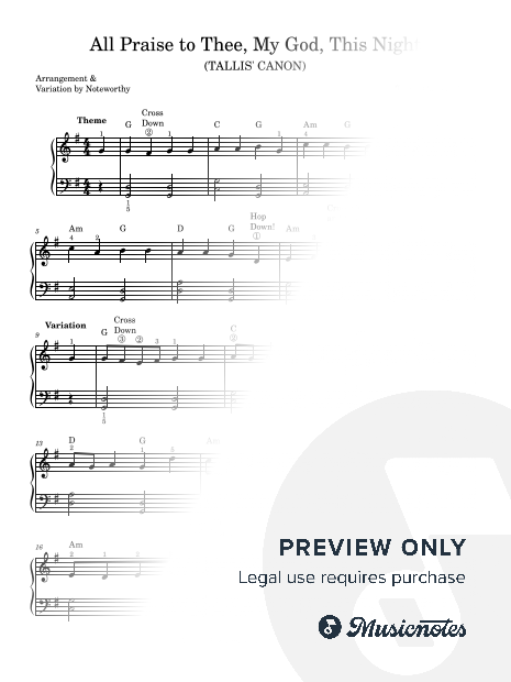 All Praise to Thee My God This Night [Quick Learn Solo & Variation - Beginner] (Tallis Canon)