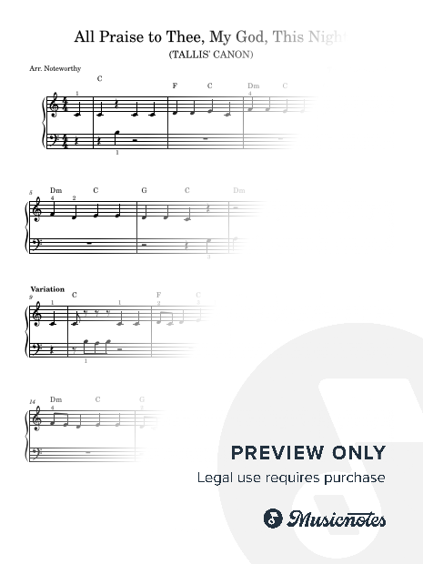 All Praise to Thee My God This Night [Quick Learn Solo - Very Easy Beginner] (Tallis Canon)