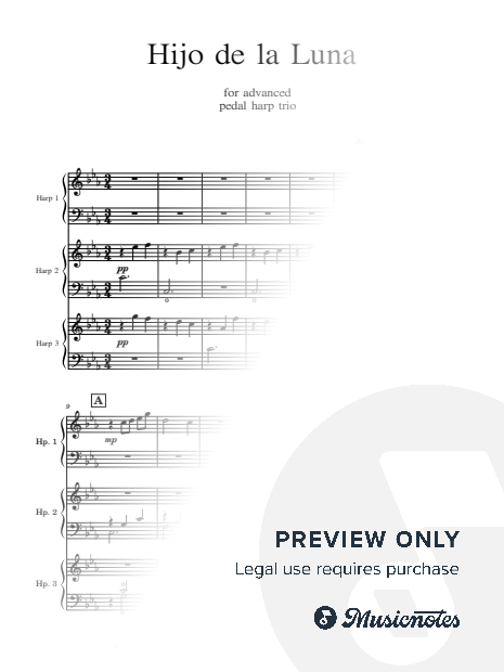 Hijo de la Luna - for advanced pedal harp trio