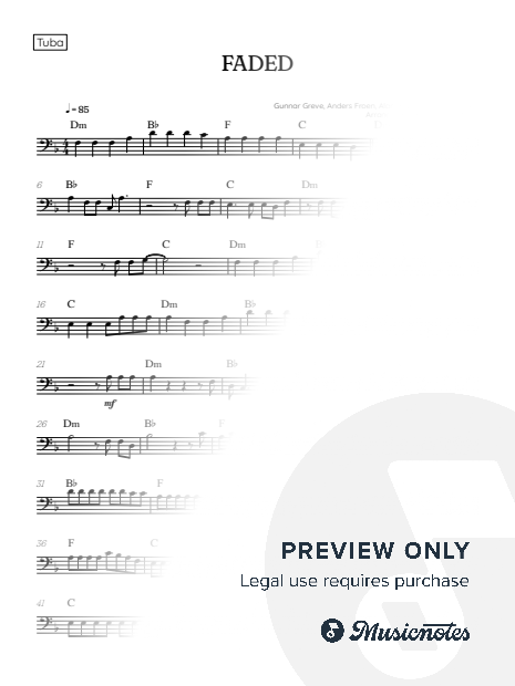 Alan Walker • Faded • tuba sheet music [chords]