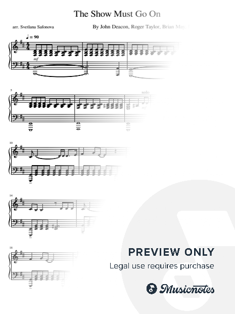 The show must go on Queen advanced piano sheet music