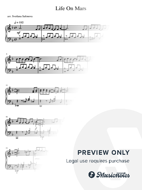 Life on Mars? David Bowie advanced piano sheet music