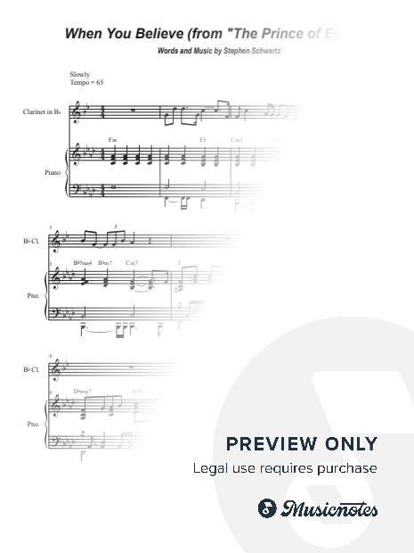 When You Believe (from "The Prince Of Egypt") (Bb-Clarinet solo and Piano)