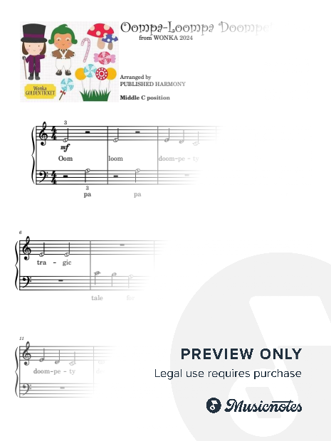Oompa Loompa - Easy Piano with note names for kids