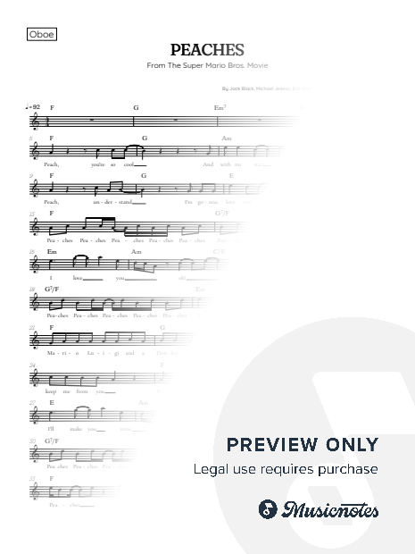 Peaches from The Super Mario Bros Movie | oboe sheet music [chords]