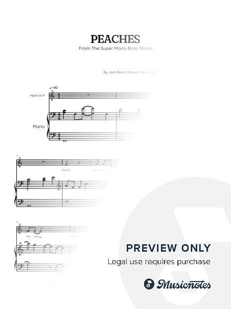 Peaches from The Super Mario Bros Movie | french horn sheet music w/ piano accompaniment