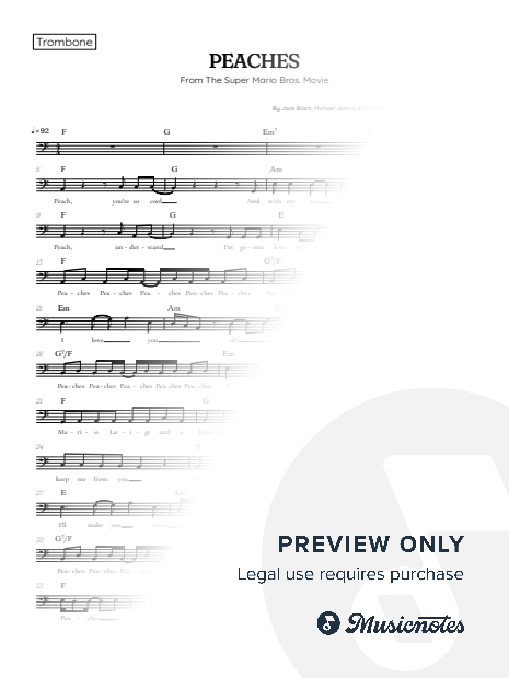 Peaches from The Super Mario Bros Movie | trombone sheet music [chords]