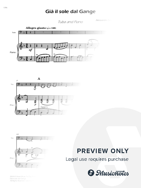 Scarlatti - Già il sole dal Gange - Tuba and Piano