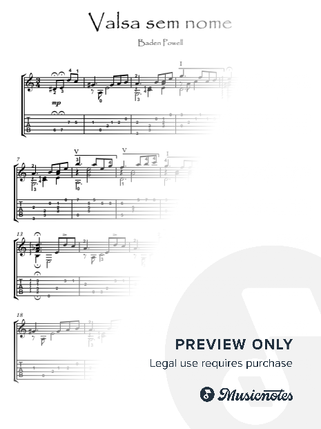 Valsa Sem Nome classical guitar solo score