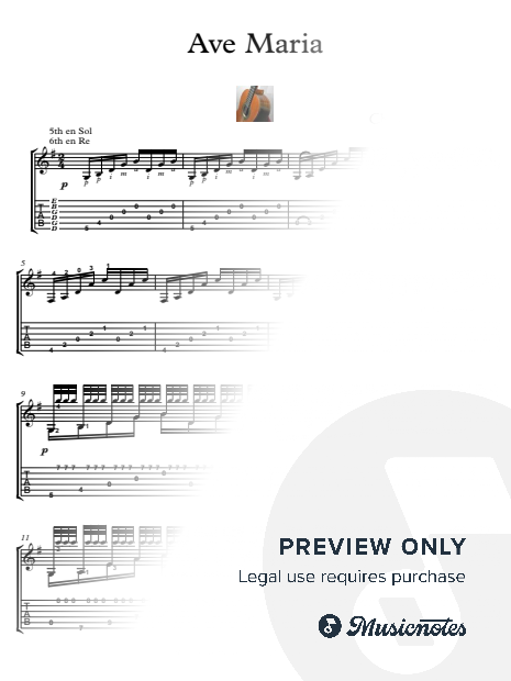 Ave Maria Guitar solo advanced classical guitar score download