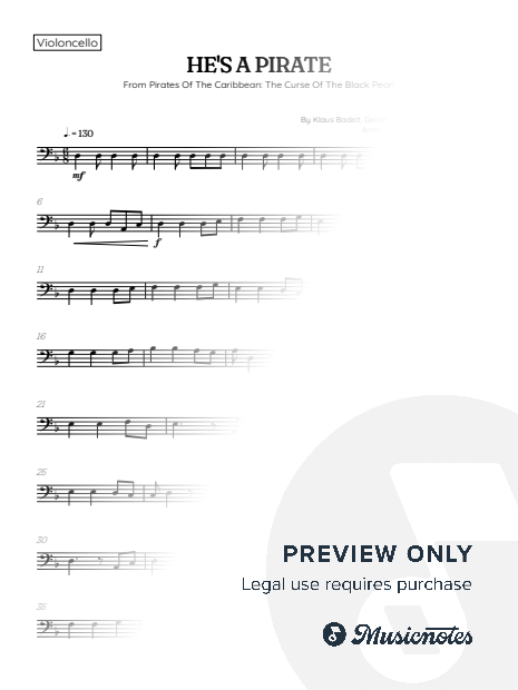He's a Pirate • Pirates of the Caribbean | cello sheet music