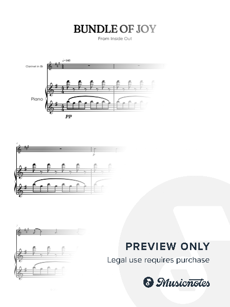 Bundle of Joy • Inside Out | clarinet sheet music w/ piano accompaniment