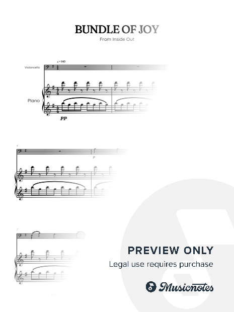 Bundle of Joy • Inside Out | cello sheet music w/ piano accompaniment