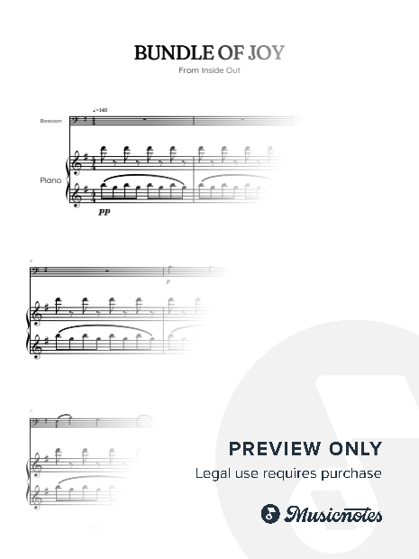 Bundle of Joy • Inside Out | bassoon sheet music w/ piano accompaniment