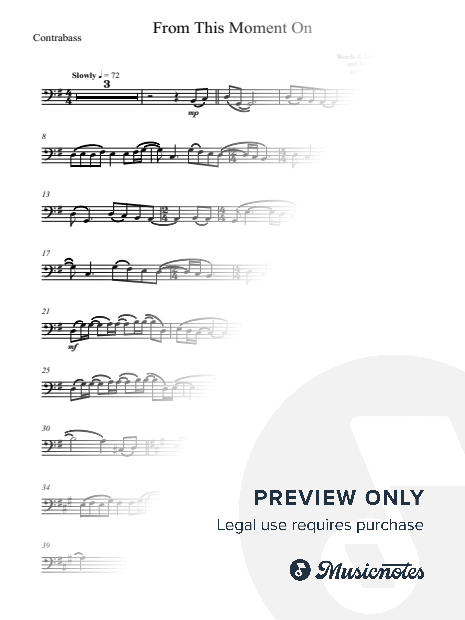 From This Moment On - Shania Twain - DOUBLE BASS (full version, original key)