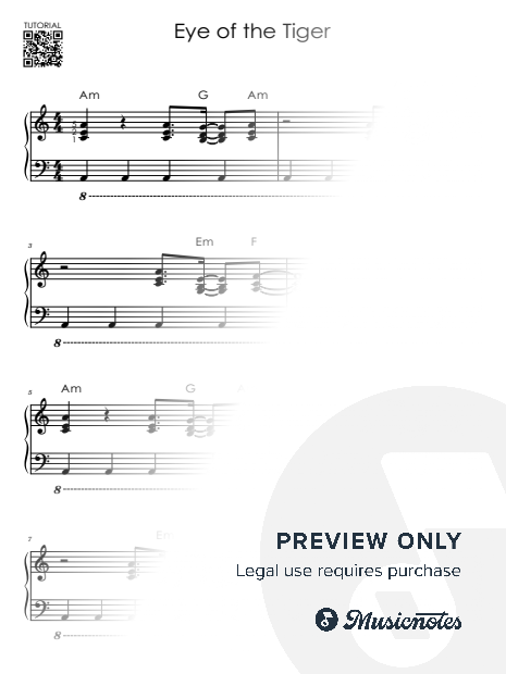 Eye of the Tiger I Piano Tutorial I Easy Sheet Music for Beginners