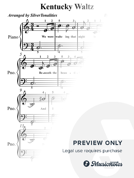 Kentucky Waltz Easy Piano