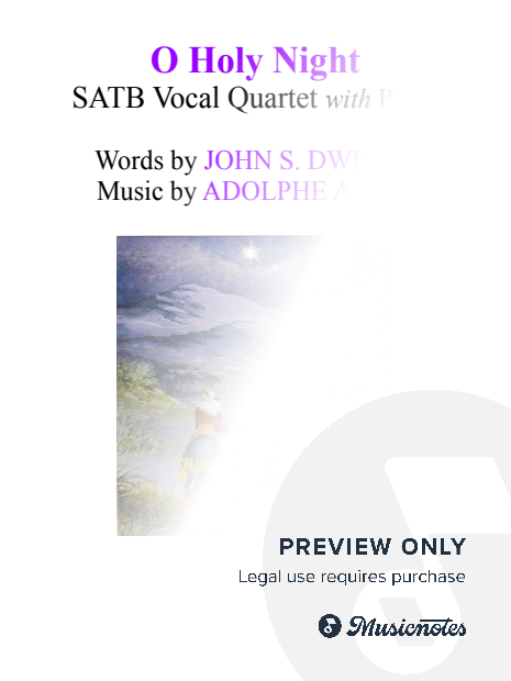 O HOLY NIGHT (SATB Vocal Quartet with Piano - Score & Quartet Part included)