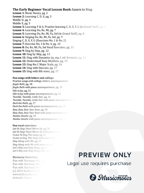 "The Early Vocal Lesson Book: Learn to Sing"
